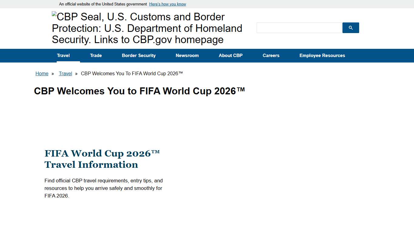 CBP Welcomes You to FIFA World Cup 2026™ U.S. Customs and Border Protection